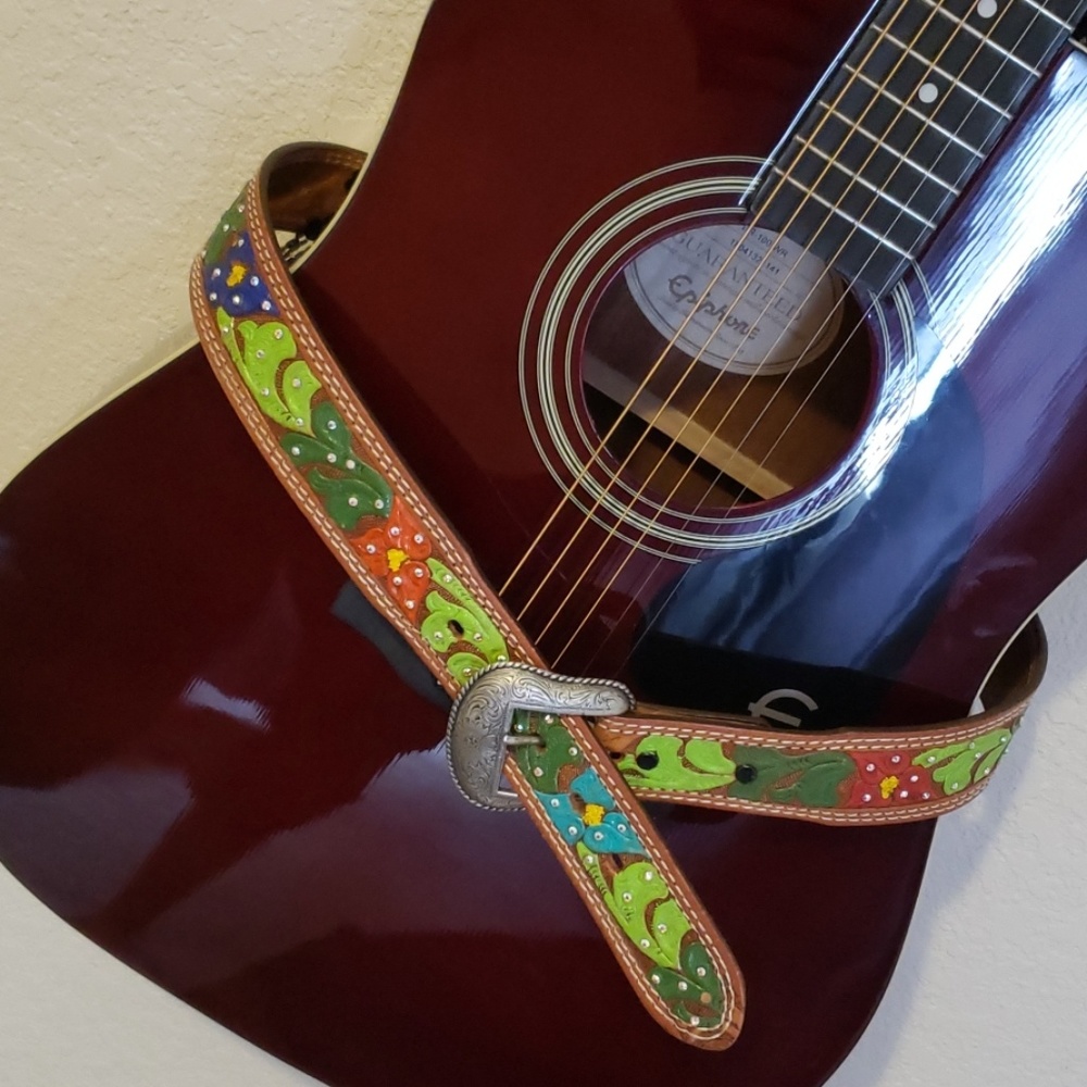 Custom made tooled and painted belt